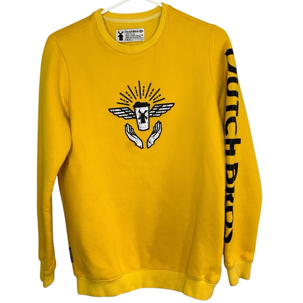 Dutch Bros SMALL Yellow VINTAGE Lightweight Crewneck Sweater DB 1992 CUTE